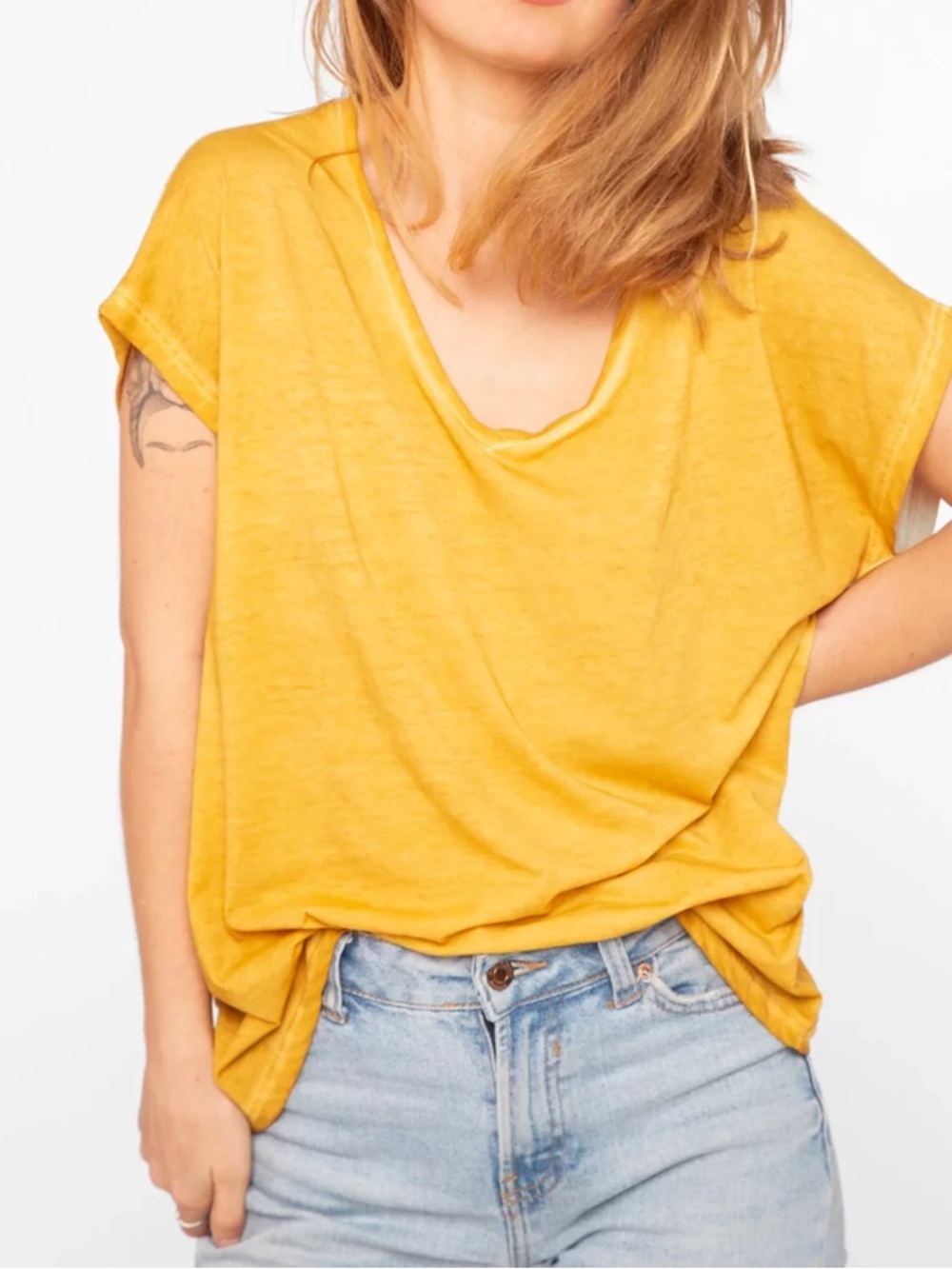 organic Pima emi tshirt - cotton Ambre yellow orange tshirt nwt S